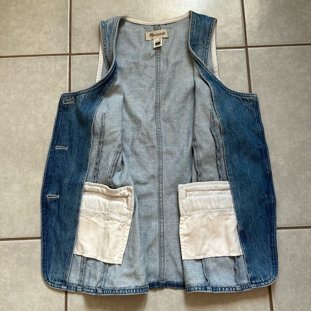 Madewell Women's Denim Scoop Neck Vest in Edmonson Wash 2 / S - Picture 11 of 12